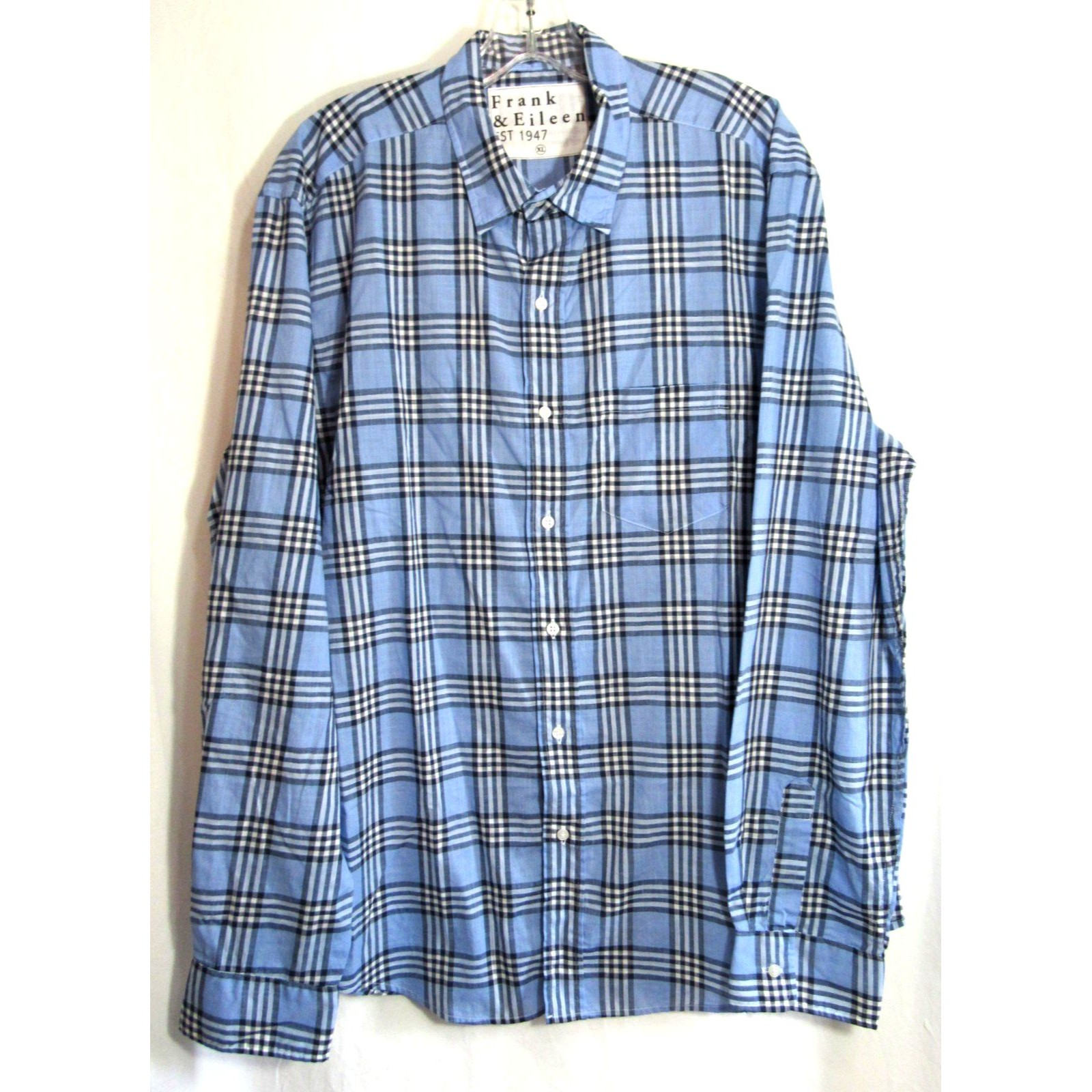 Frank & Eileen Don Blue Plaid Button Down Long Sleeve Shirt Size Xl Nwot